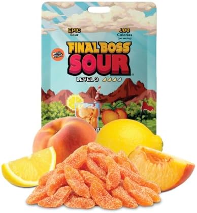 Final Boss Sour Fruit Candy, Lemon Iced Tea Peaches, Level 3 (1 Pack)