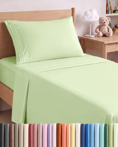 Twin Size 3 Piece Sheet Set - Comfy Breathable & Cooling - Light Sage Green