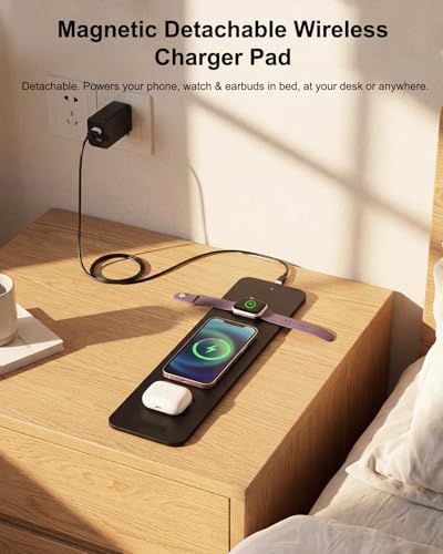 2nd Gen 3-in-1 Wireless Fast Charging Mouse Pad, 35.43"×15.75" Large Waterproof Desk Mat, Magnetic Detachable Panel, Jacquard Fabric Rubber Base, for Office & Gaming