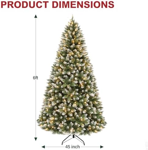 Hykolity 6 ft Prelit Artificial Christmas Tree with 250 Warm White LEDs