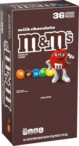 M&M'S Milk Chocolate Candy, Full Size Singles, Bag, Bulk,1.69 Ounce (Pack of 324)
