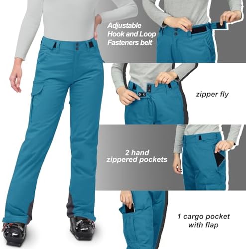 33,000ft Women's Insulated Snow Pants Waterproof Ski with Boot Gaiters