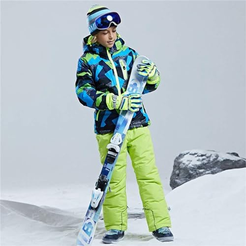 WOWULOVELY Big Boy's 2-Piece Colorblock Snow Pants and Jacket Snowsuit Ski Suit