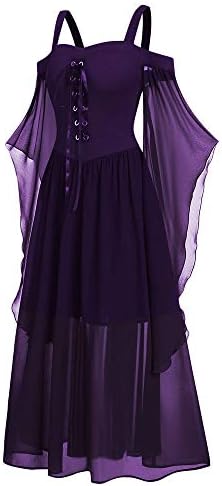 CHARMMA Women's Plus Size Butterfly Sleeve Gothic Halloween Dress