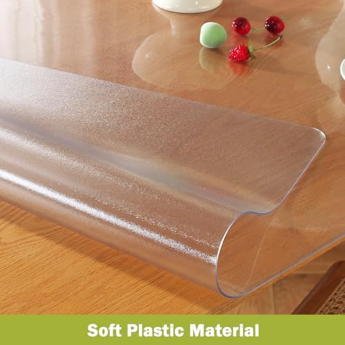 OstepDecor 38x66 in Frosted Table Protector 1.5mm Thick Plastic Table Cover
