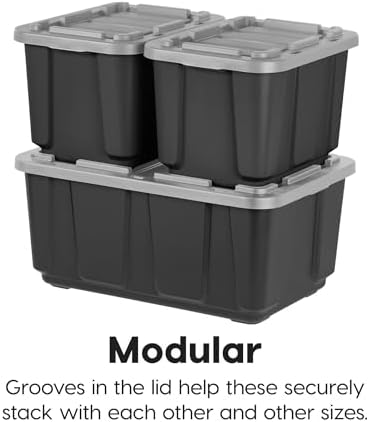 IRIS USA 4-Pack 27 Gal Heavy Duty Storage Tote Bins with Lids, Gray