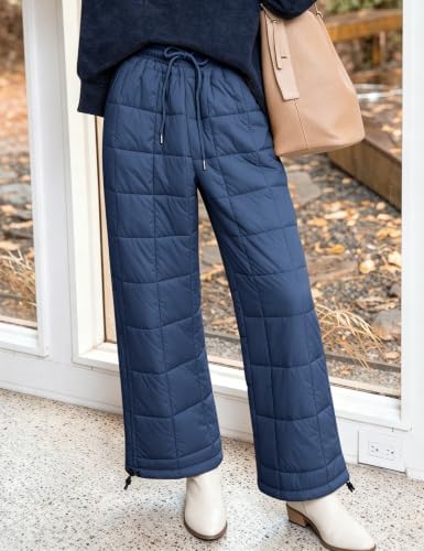 PEHMEA Womens Winter Snow Pants Windproof Warm Wide Leg Ski Casual Trousers