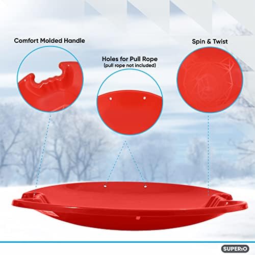 Superio Round Saucer Snow Sleds for Kids and Adult, Spiral Toddler Sled 26" Avalanche Circle Jet Sled for Toddlers Age Plastic Sledding Disc, Winter Snow Toys Fun for Kids and Adults, 2-Pack