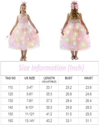 SZ-TONDA Girls Light Up Pink Witch Costume Dress - Kids Halloween Party Cosplay Outfit Clothes Apparels