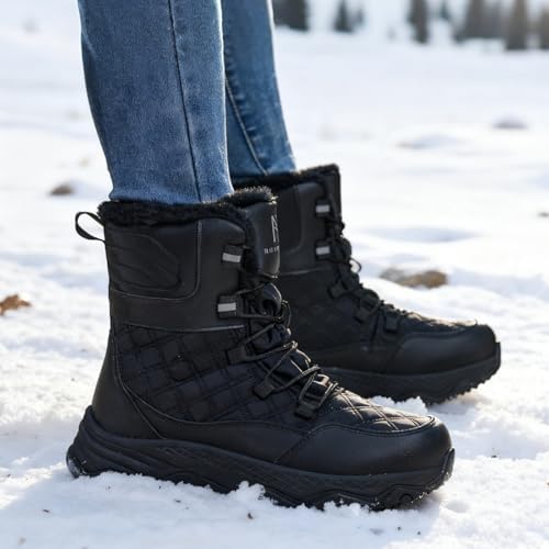 Snow Boots for Women Waterproof Mid-Calf Booties Winter Hiking Boot Durable Warm Winter Outdoor Footwear Fur Lined Boot Non-Slip Climbing Shoes