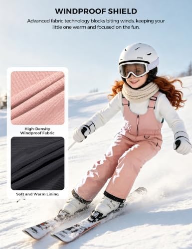 wantdo Girls Ski Pants Winter Snow Bibs Kids Insulated Snowboarding Overall