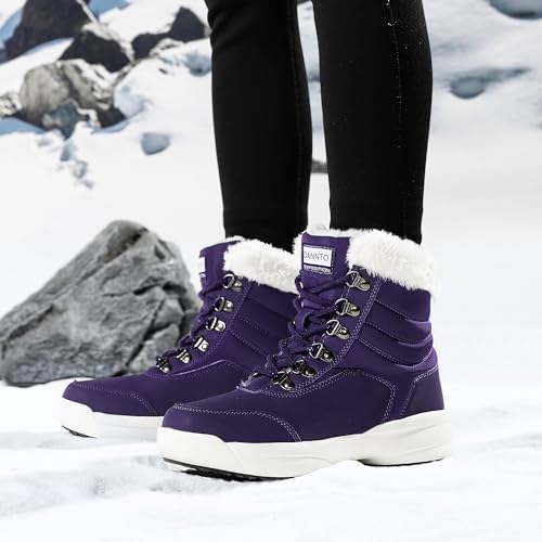 Dannto Women Winter Snow Boots Warm Shoes Fur Lined Ankle Booties