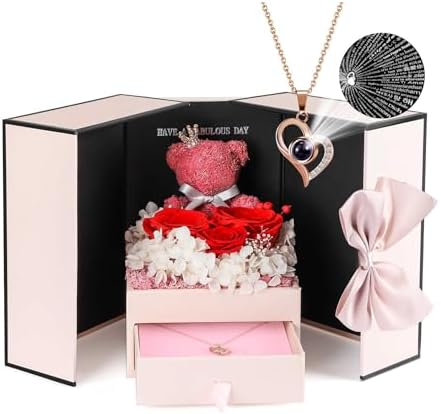 ADDWel Preserved Real Rose Gift Box with I Love You in 100 Languages