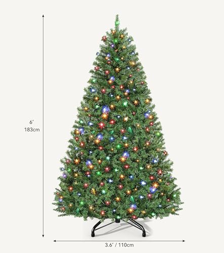 DWVO 7.5FT Pre-Lit Artificial Christmas Tree Green 1285 Tips 550 LED Lights