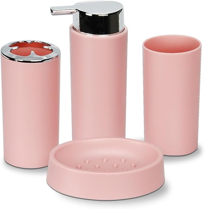 Bathroom Cleaning Set: Mouthwash Cup, Toothbrush Holder, Soap Box, 4-Piece Bathroom Set (C) (B as Shown)