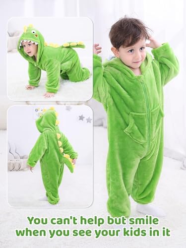 LOLANTA Boys' Girls' Dinosaur Shark Costume Flannel Jumpsuits Animal Onesie