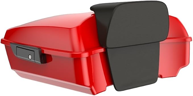 Advanblack Road Glide Tour Trunk Pack Rally Red Chopped Tour Trunk Pack Backrest Pad for '97-'25 Harley Touring Road King Street Glide Electra Glide CVO models