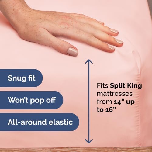 Flex Top Split Head King 4 Piece Sheet Set - Soft & Breathable - Baby Pink