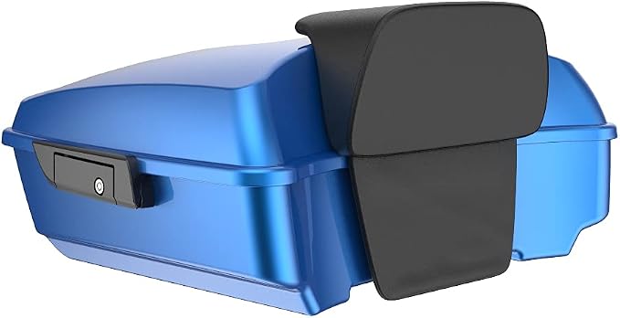Advanblack Road Glide Tour Trunk Pack Electric Blue Chopped Tour Trunk Pack Backrest Pad for '97-'25 Harley Touring Road King Street Glide Electra Glide CVO models