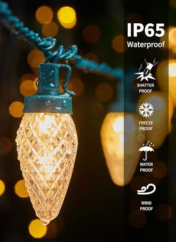 C9 Christmas Lights Outdoor, 114FT 150 LED C9 String Lights, Warm White