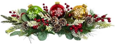 Svndlyn Lighted Christmas Centerpiece with 3 Snowflake Ball Ornaments