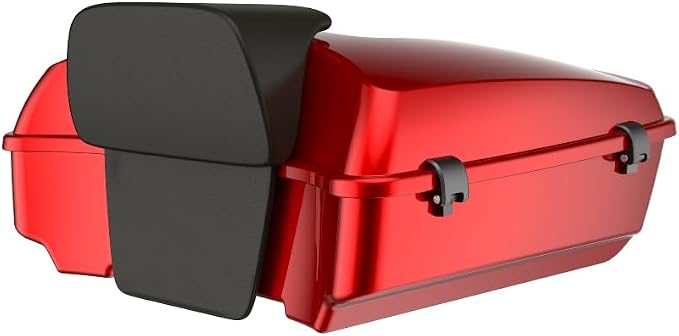 Advanblack 2025 RG Tour Trunk Pack Brilliant Red Chopped Tour Trunk Pack Backrest Pad for '97-'25 Harley Touring Road King Street Glide Electra Glide CVO models