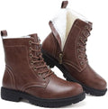 todaysunny Womens Combat Winter Boots Fur Lined Snow Boots Lace Up Side Zip