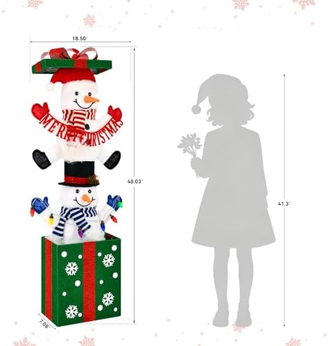 Snowman in Gift Box Outdoor Christmas Decoration with Timer&Remote Control