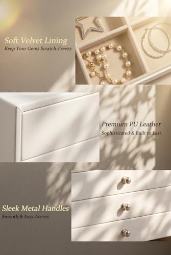 GUKA Large Jewelry Box, Jewelry Case with 10 Drawers for Big and Small Jewelry, Jewelry Storage Organizer for Watch Earrings Necklace Rings Bracelets, Birthday Wedding Gifts, White