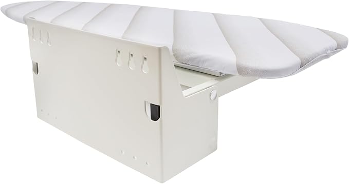 Wall Mounted Ironing Board Folding Ironing Board Wall Mount Hidden Space Saving 180 Fold Away Ironing Boardwith Heat Resistant Cover for Home Laundry Room Dorm, 37.40"x11.81", White