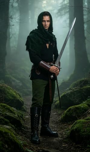 Akokvlar 10 Pcs Men Renaissance Costume Medieval Pirate Shirt Ankle Banded Pants Viking Outfit Set