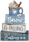 Lineshading 4 Pcs Christmas Table Decor, Blue Winter Wonderland Cocoa Sign