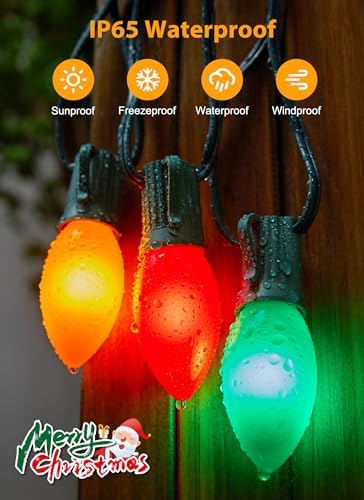 Vintage Christmas Lights Outdoor, 50Ft C9 String Lights with 50 LED Bulbs