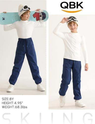QBK Toddler Snow Pants Fleece Lined Waterproof Ski Pants for Boys & Girls