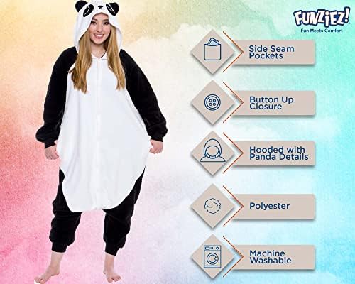 Funziez! Adult Onesie Halloween Costume Animal Dinosaur Shark Unisex Plush One Piece Cosplay Suit for Adults, Men and Women