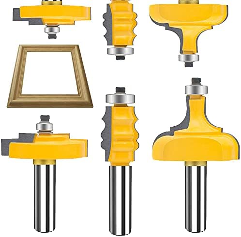 TAIWAIN Router Bit Set 1/2 Inch Shank 3 PCS, Frame Wood Milling Cutter,Rail &Stile Woodworking Miter Carbide CNC Cutting Router Bits Sets Tool for Cabinet Drawer Door Surfacing (G1-G)