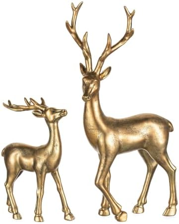 Hanobe 2Pcs Gold Reindeer Christmas Decoration Indoor for Table Centerpiece