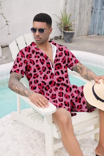 RAISEVERN Mens Romper Male Zipper Shorts Sleeve One Piece Bro Outfits