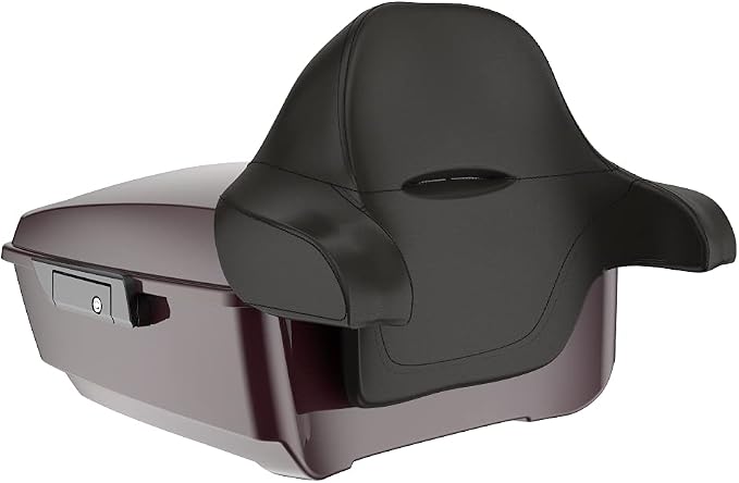 Advanblack Road Glide Tour Trunk Pack Black Cherry King Tour Trunk Pack Luggage +Wrap-Around Backrest Pad for '97-'25 Harley Touring Road King Street Glide Electra Glide CVO Models