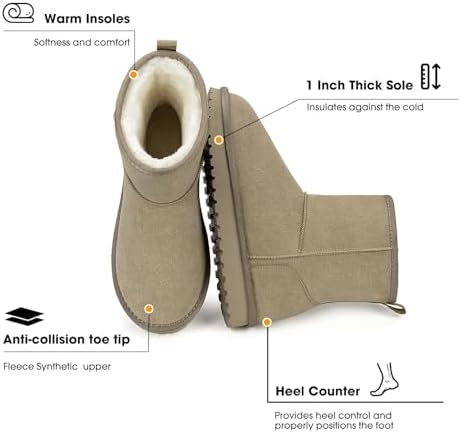 Mishansha Suede Winter Snow Boots for Women Warm Faux Fur Lined Waterproof