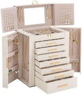 Lolalet Large Jewelry Box, 8-Layer Jewelry Organizer with 7 Drawers -Beige