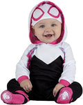 Marvel Spider-Gwen Official Infant Deluxe Halloween Costume - Premium Minky Fabric and Non-Slip Grip Booties