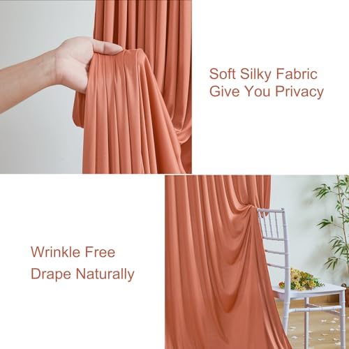 10x10 Rust Backdrop Curtain for Parties Wedding Wrinkle Free Red Photo Curtains Backdrop Drapes Fabric Decoration for Birthday Party Baby Shower Christmas 5ft x 10ft,2 Panels