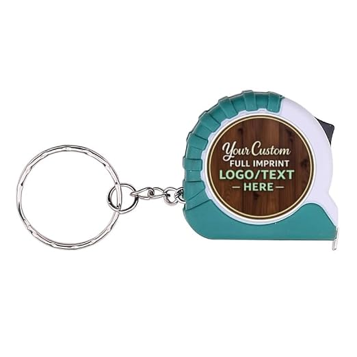 Custom Mini Tape Measure Keychain, Bulk Set of 200 with Full Imprint Personalized with Your Logo/Text/Pic Perfect for Promotional Item, Gift and for Party