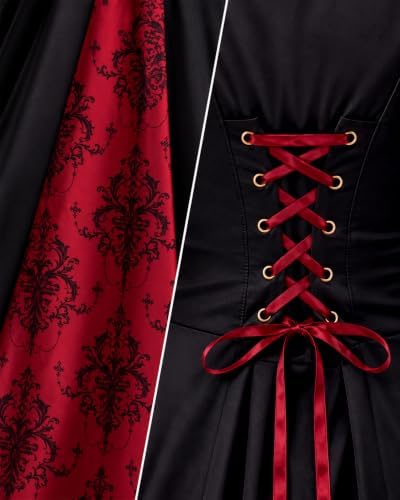 Vampire Costume for Women, Long Gothic Halloween Dress