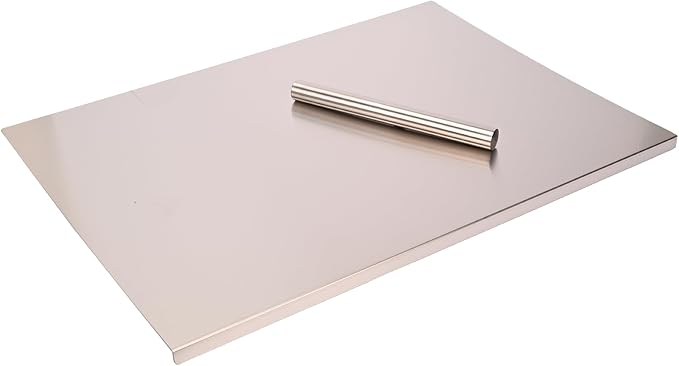 304 Stainless Steel Chopping Board with Lip, 31.5”x 22.8” Large Steel Cutting Board with Rolling Pin, Metal Noodle Board Pastry Board Kneading Dough Board for Kitchen Restaurant