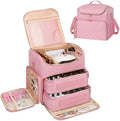 CUBETASTIC Extra Large Nail Polish Organizer Case Holds 86 to 100+ Bottles & Nail Lamp, Nail Supplies Storage Bag with 2 Removable Pouches, Nail Art Travel Box