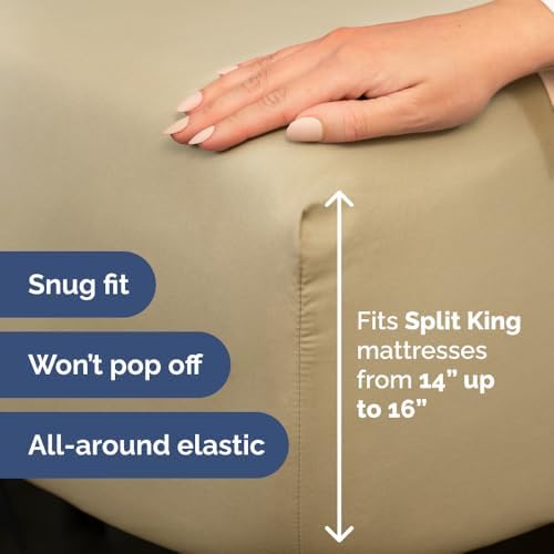 Flex Top Split Head King 4 Piece Sheet Set - Ultra-Soft, Breathable - Beige