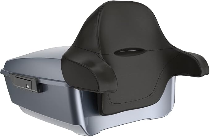 Advanblack Road Glide Tour Trunk Pack Gauntlet Grey Metallic King Tour Trunk Pack Luggage +Wrap-Around Backrest Pad for '97-'25 Harley Touring Road King Street Glide Electra Glide CVO models