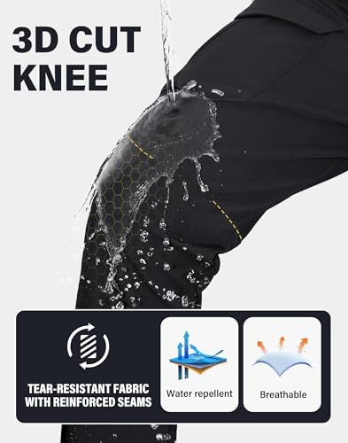Pioneer Camp Men's Snow Ski Pants Waterproof Fleece Lined Outdoor Softshell Insulated Cargo Hiking Winter Pants Snowboard